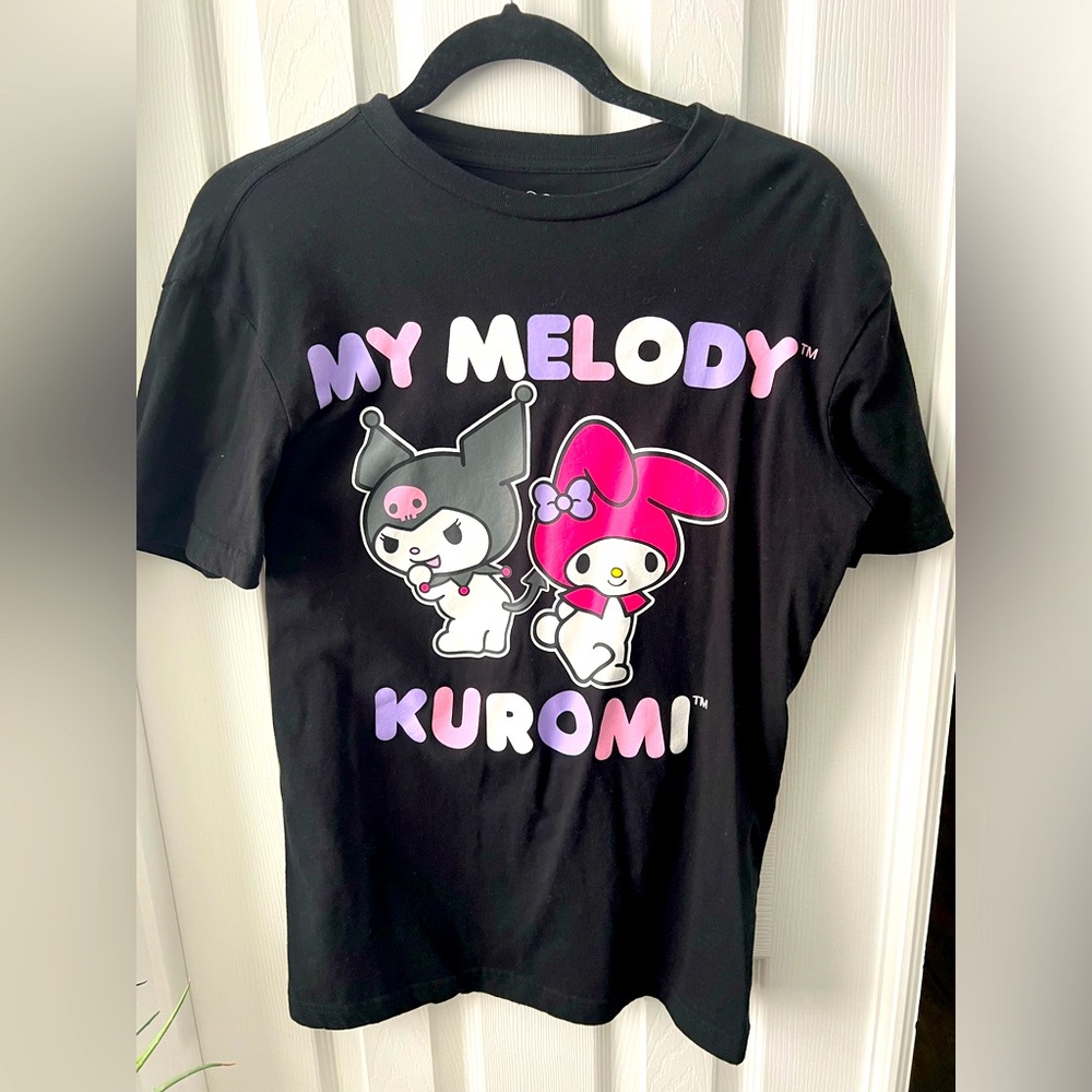 Women’s Sanrio My Melody Oversized Short Sleeve Graphic T-shirt, Black, Size XS